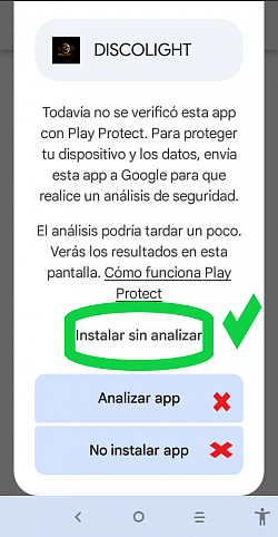 seleccione instalar sin analizar
