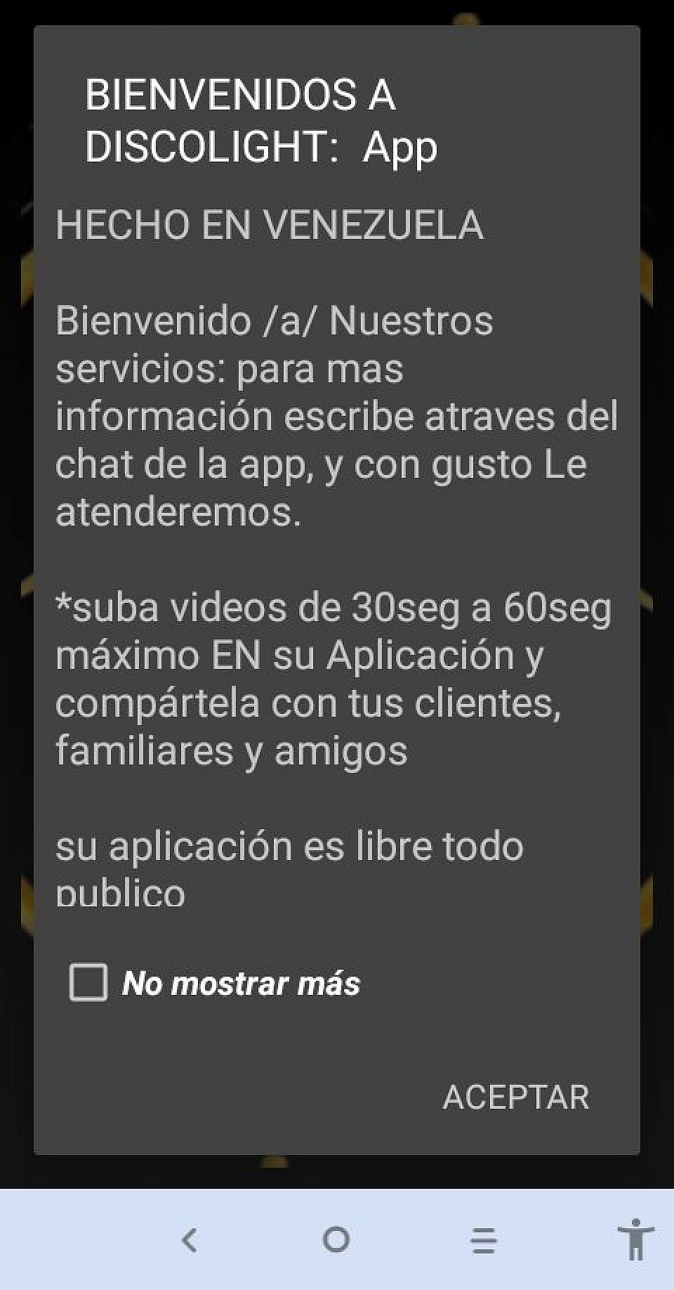 AL ABRIL SU APLICACION LE MOSTRARA FUNCIONES Y BIENVENIDA